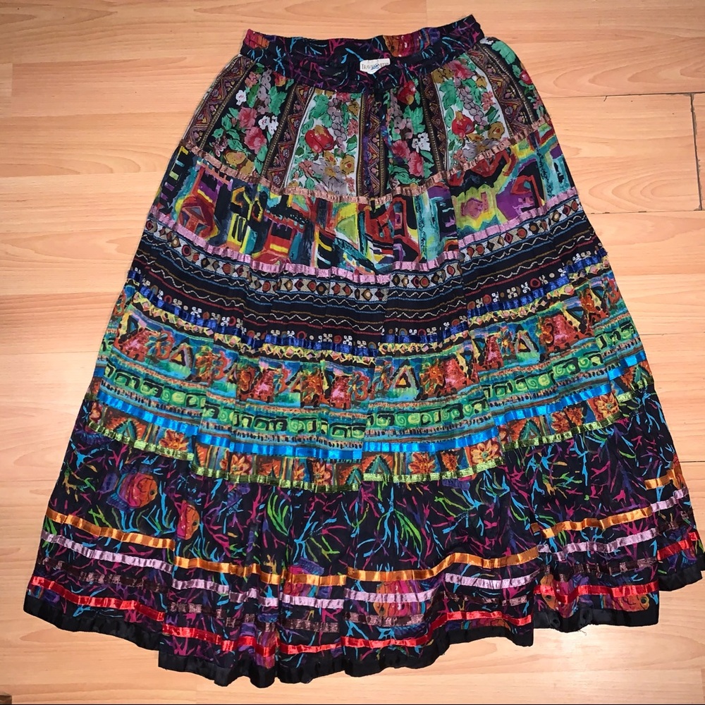 Fiesta Boho Multi Layer Floor Length Skirt